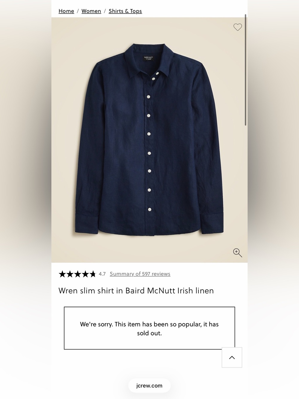 J. Crew Women's Linen Button-Up Shirt - Navy